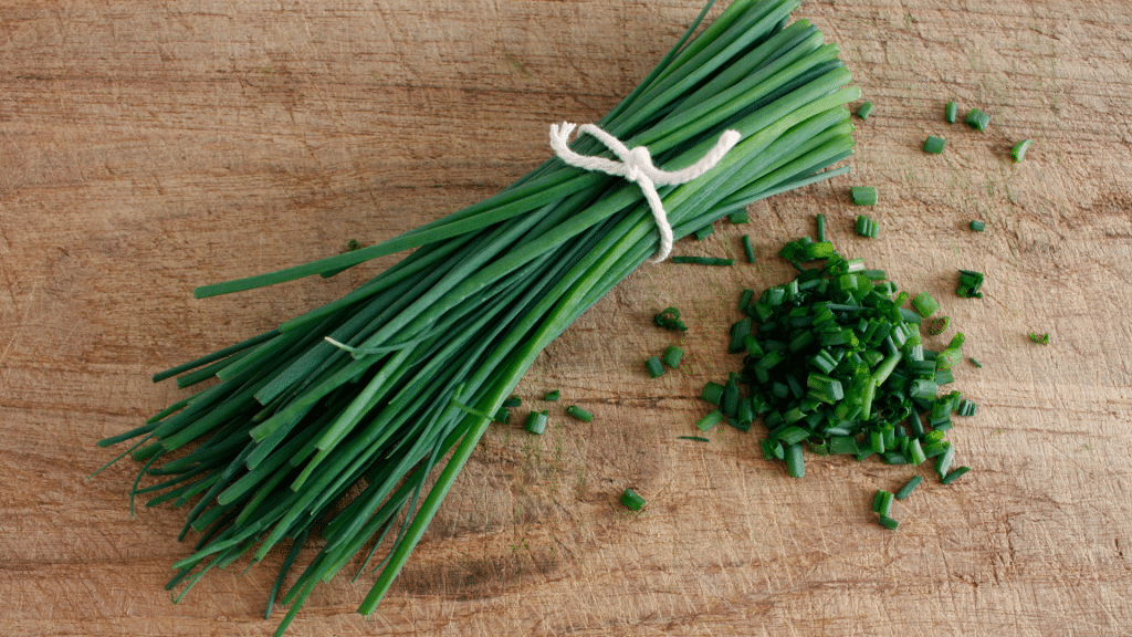 Chives are a herb that is often used in salads and other dishes