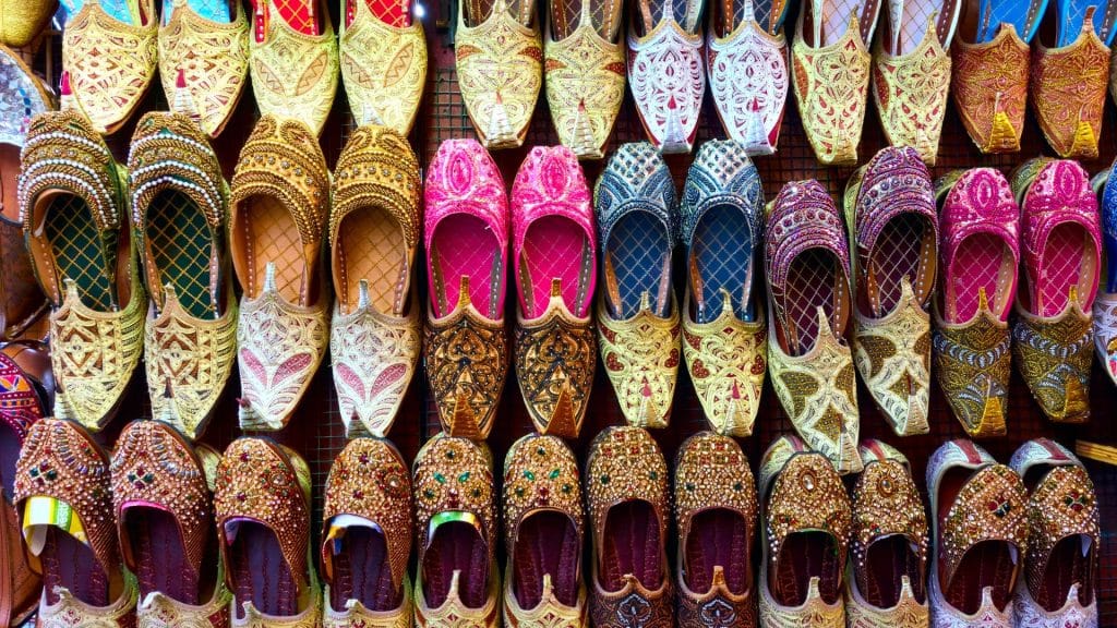 Babouches are colorful, soft leather slippers