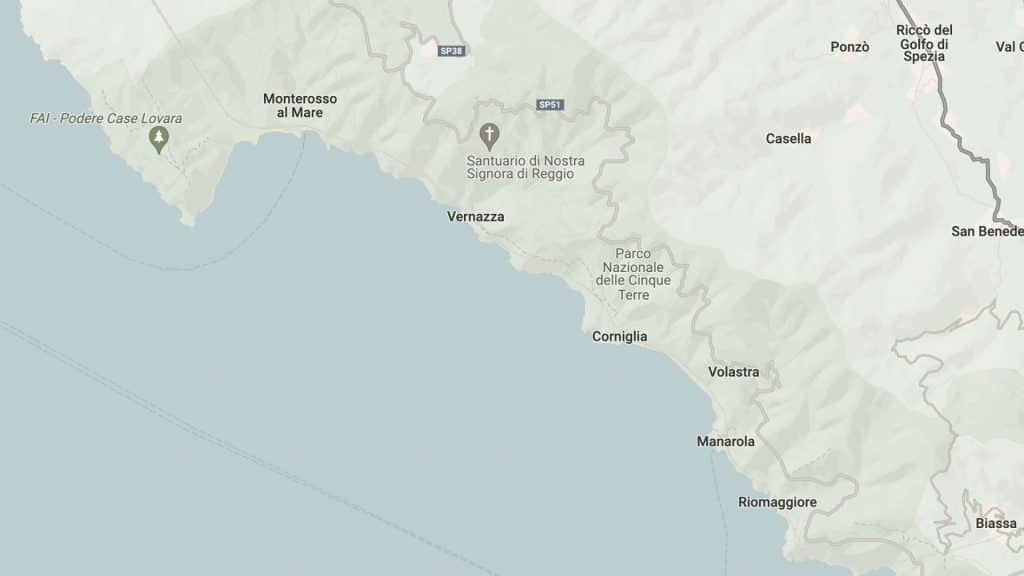 Map of Cinque Terre villages