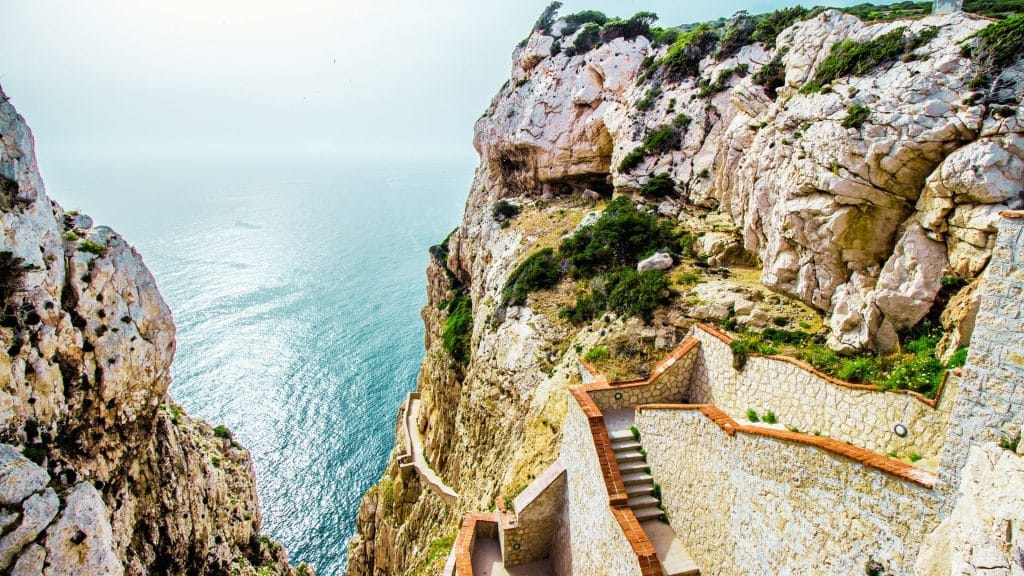 Stairway to the Neptune's grotto in Alghero, Italy