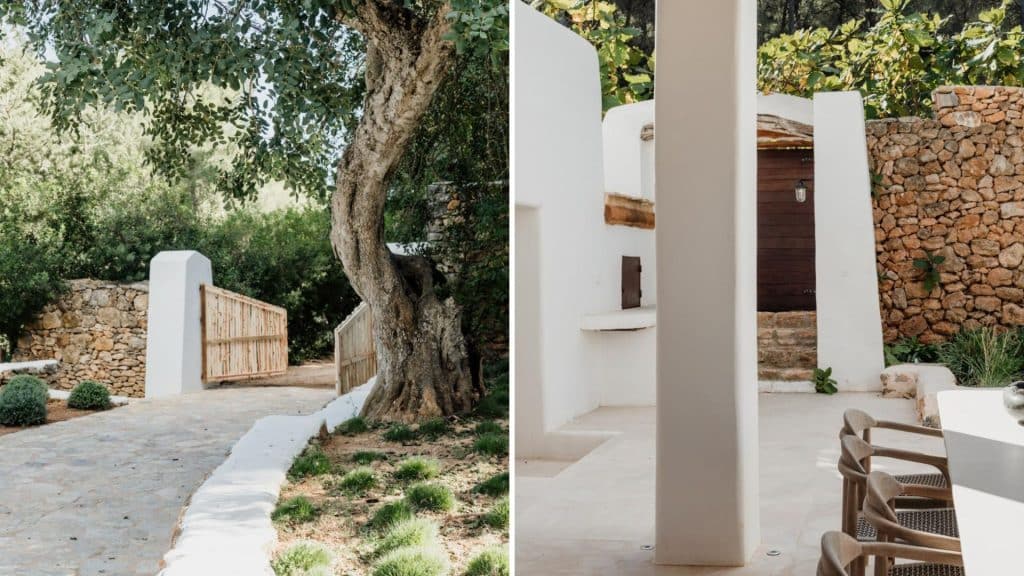 Natural stones blend harmoniously with the surrounding landscape in this Ibiza finca