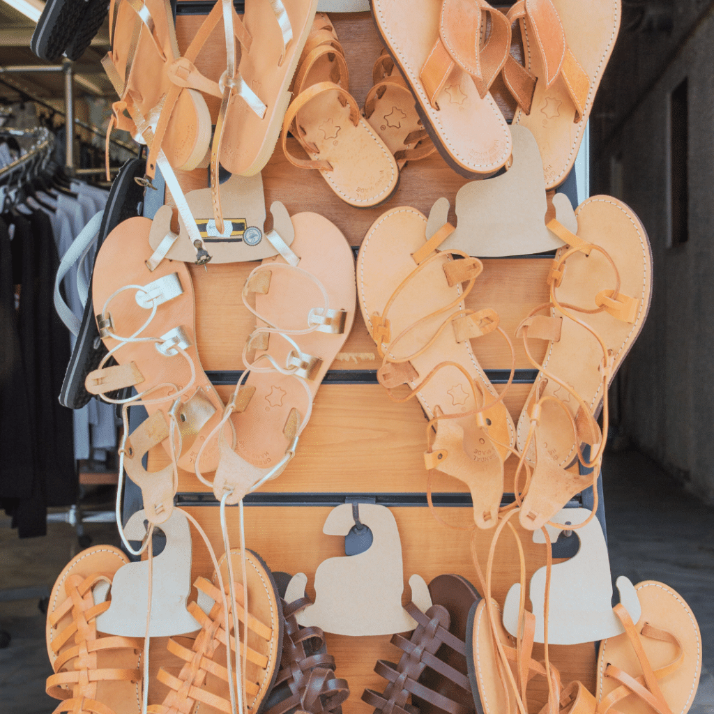 Best Souvenirs From Greece: Greek Gifts To Buy Home Traditional Greek handmade sandals from Santorini, Greece