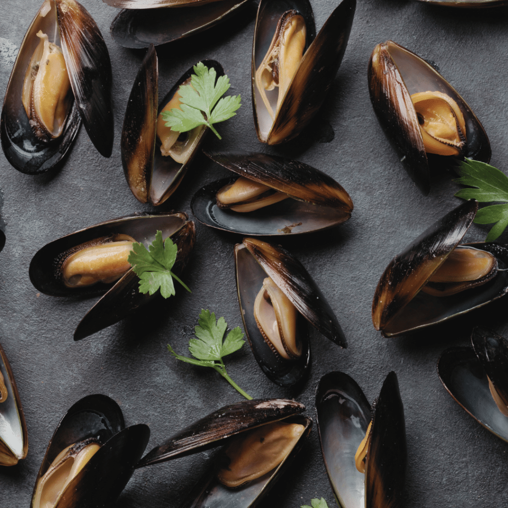 Some great options to add to your grocery list include salmon, tuna, shrimp, and mussels